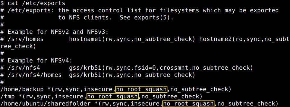 cat /etc/exports