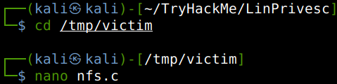 cd /tmp/victim

nano nfs.c